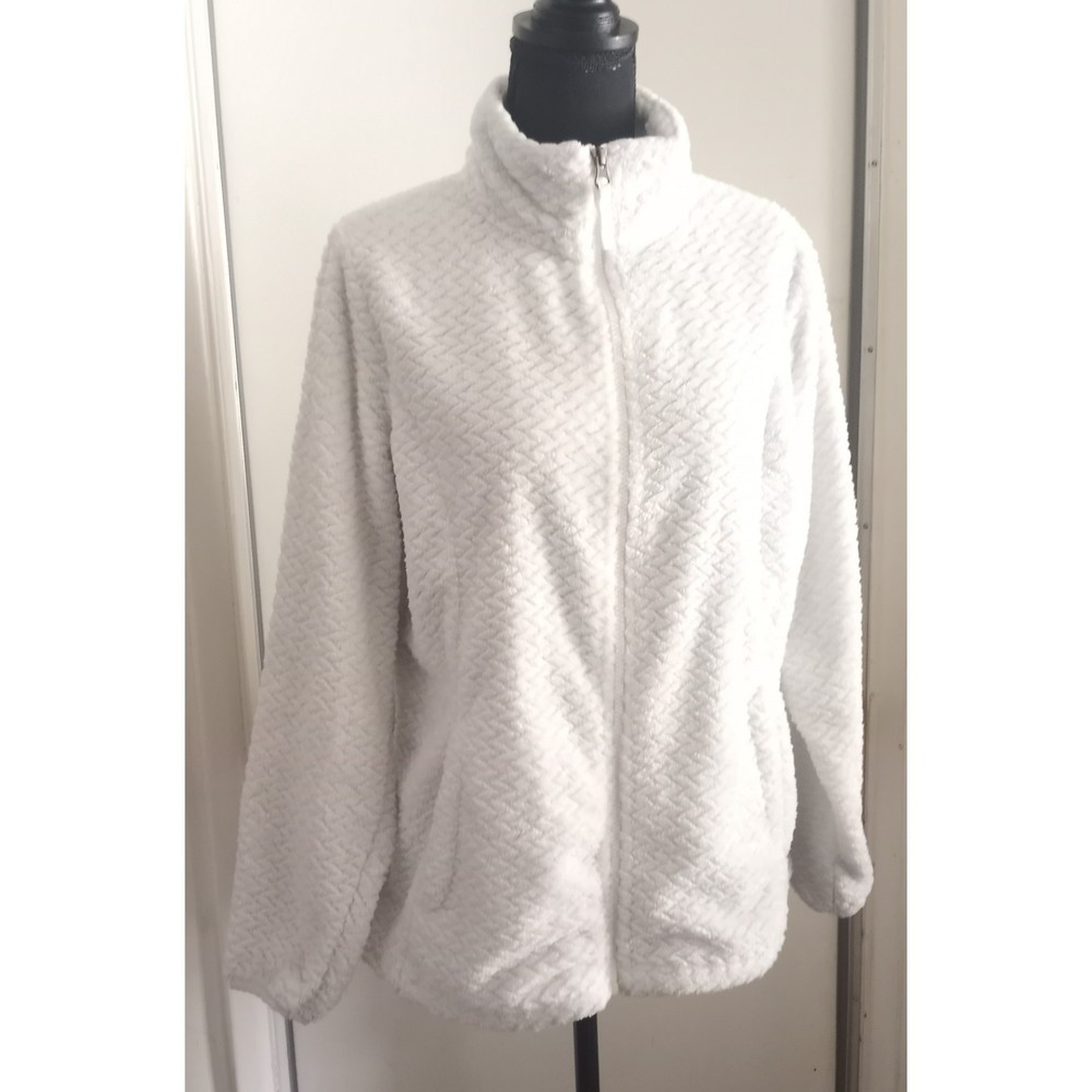 Fluffy White Free2B  zip-up top size Large